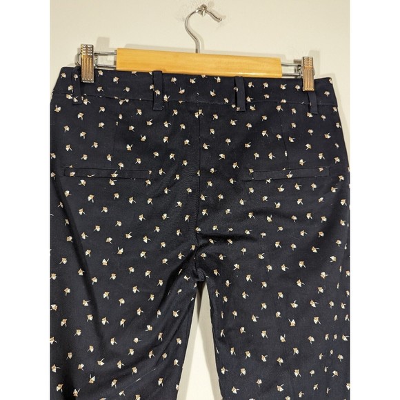 MNG Suit Navy Floral Chino Ankle Pants Women Size 4 - Picture 4 of 8